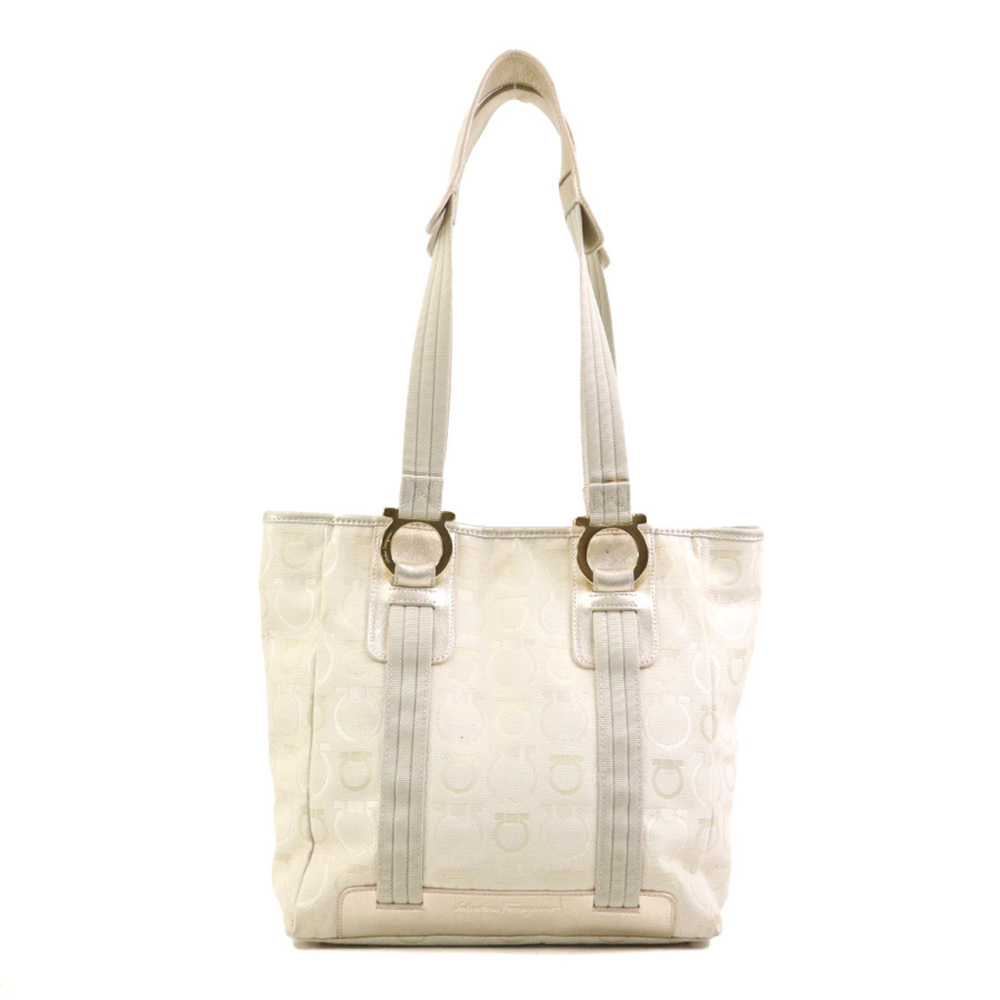 Salvatore Ferragamo shoulder bag, Gancini design, canvas and leather, light b... - Picture 3 of 16